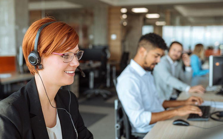 Red head woman providing admin support