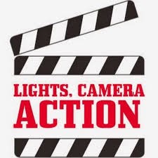 graphic of slateboard with words lights camera action video