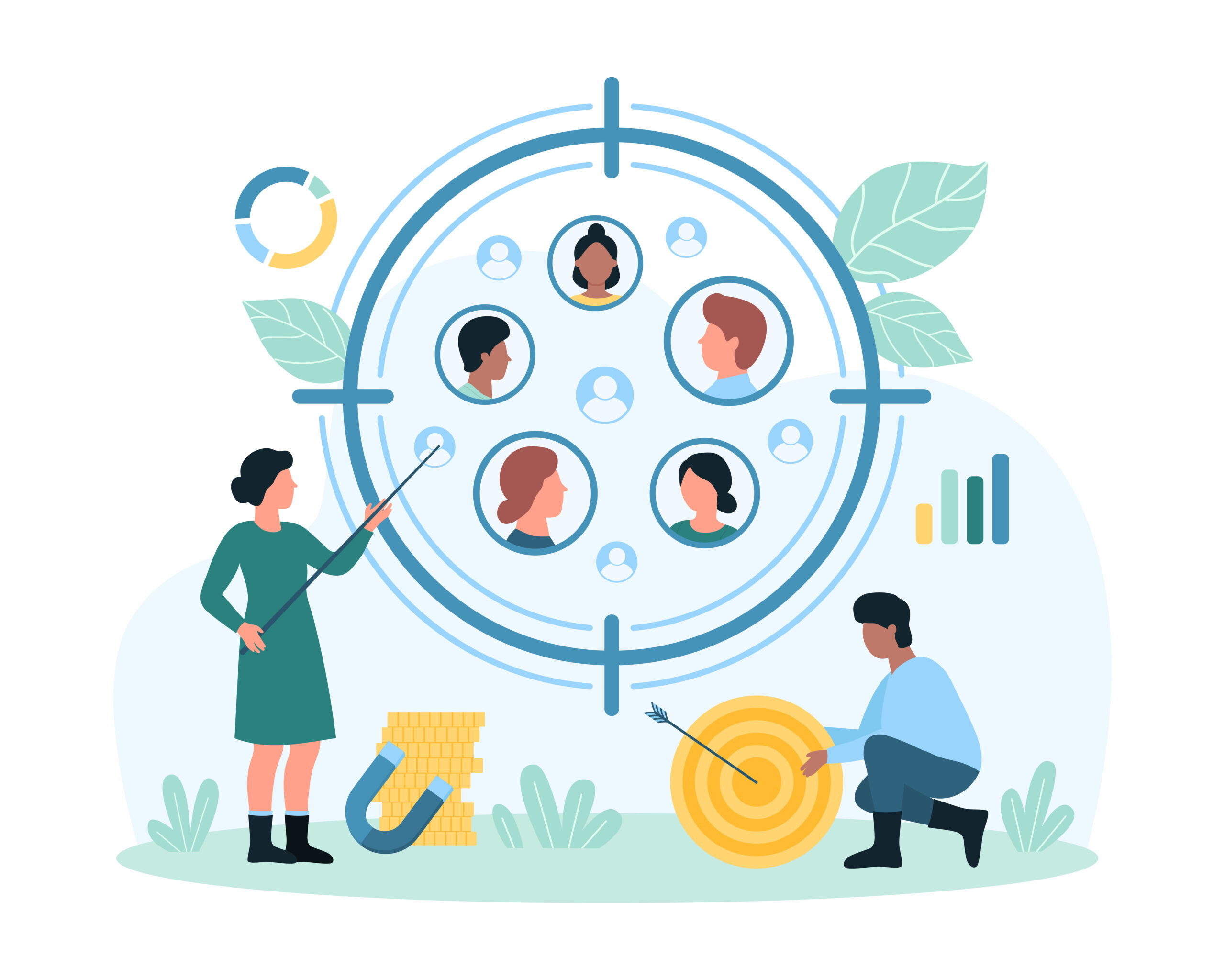 Vector illustration of people studying focus group to determine preferences. [Ignore My Preferences - Plan to Fail]