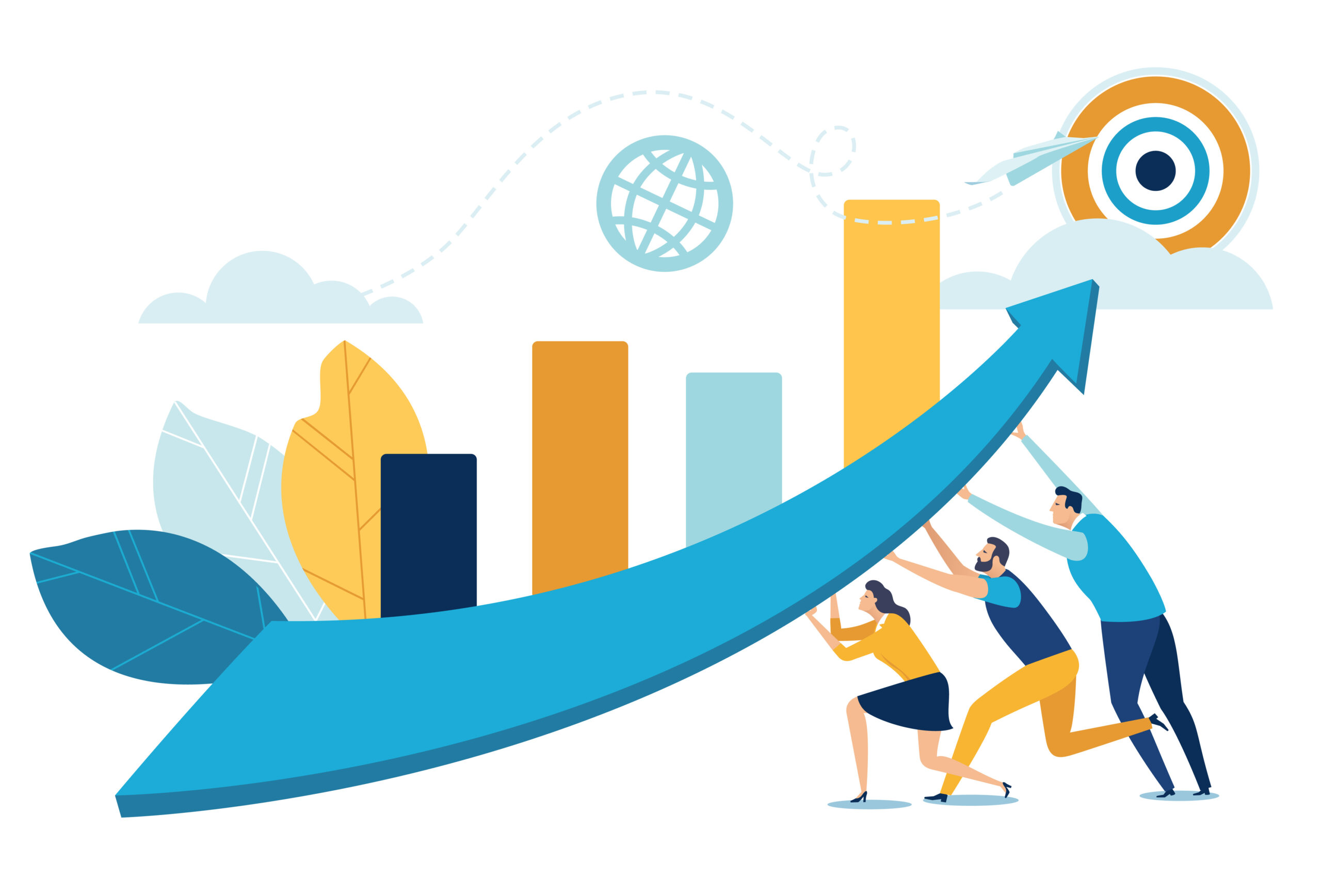 Preserving change made towards target - business vector illustration. [Don't Revert to the Old Way of Fundraising! Stay the Course]